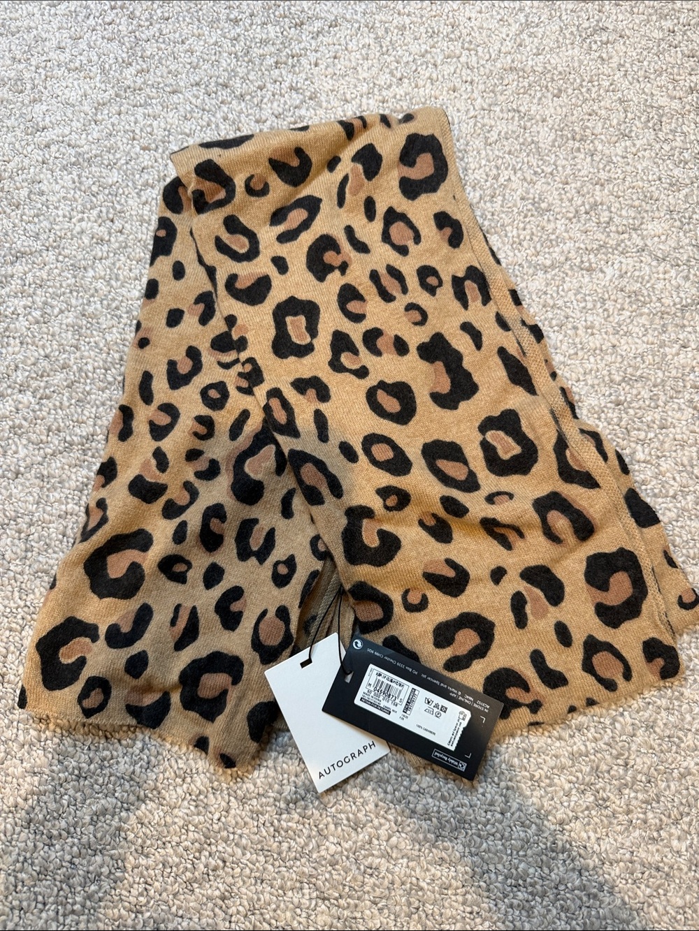 Autograph Leopard-Print Scarf in Tan and Black